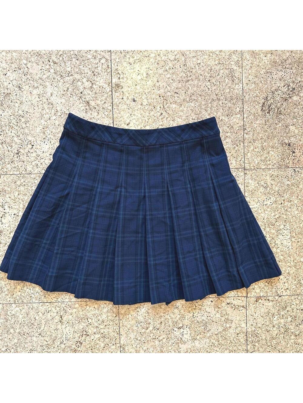 ARITZIA Sunday Best Plaid Mini Schoolgirl Skirt Navy Women's 8 Dark Academia